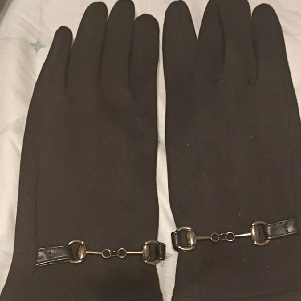 Elegant Black Gloves with Gold Accents